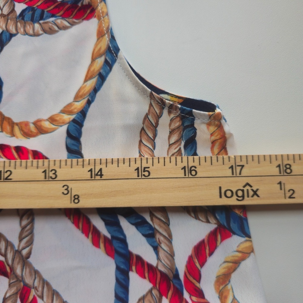 MNG Suit Women Sleeveless Blouse Size 4 Nautical Rope Print Split Colorblock Top - Picture 6 of 7